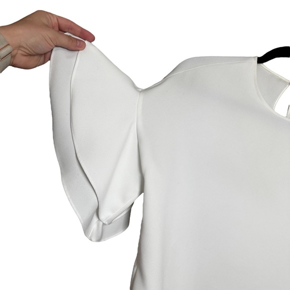 Zara Woman Elegant White Ruffle Short Sleeve Flowy Blouse, Size Small - Picture 3 of 11